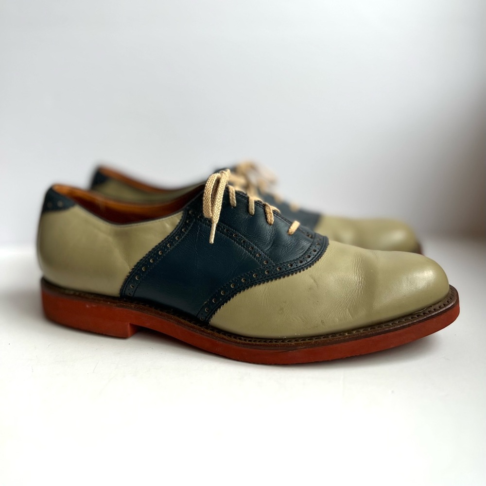 Vintage Walk-Over Genuine American Leather Oxford Saddle Shoes Size 13 D…